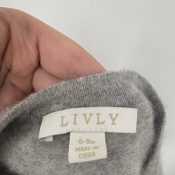 Livly V Neck Cashmere Cardigan Sweater 6-9 Months Soft Classic Scandi Luxury - Picture 2 of 6